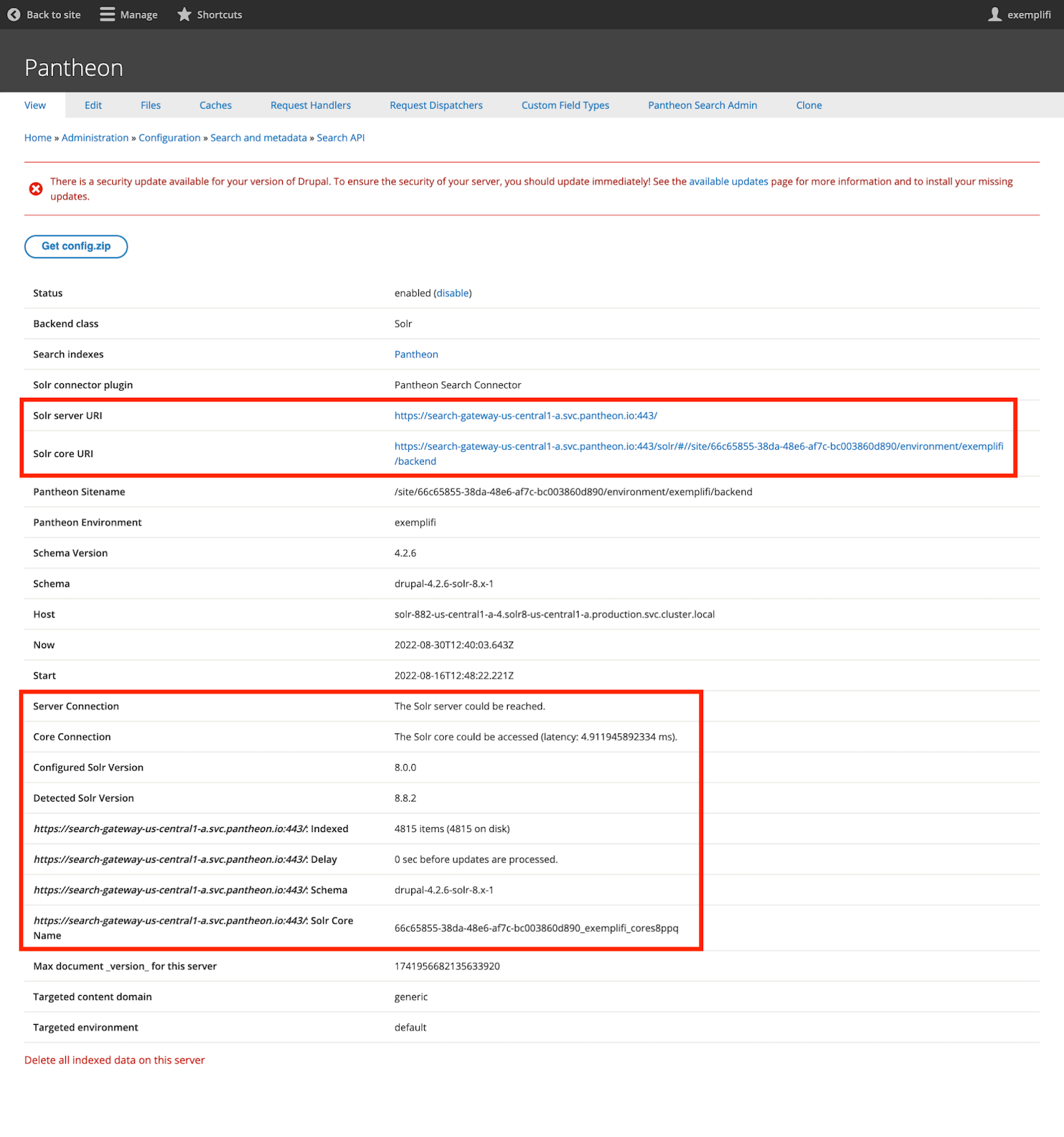 Pantheon Solr Instance