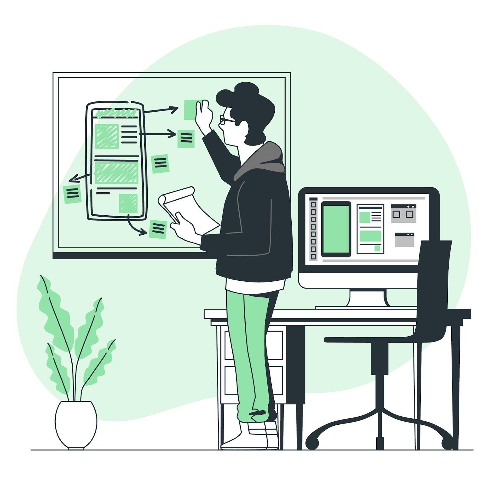 Designing a wireframe illustration