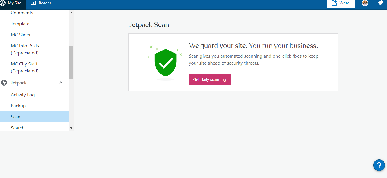 jetpack wordpress scan