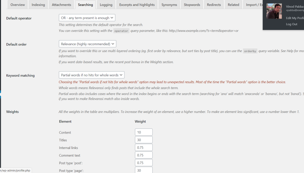 relevanssi wordpress plugin advance settings