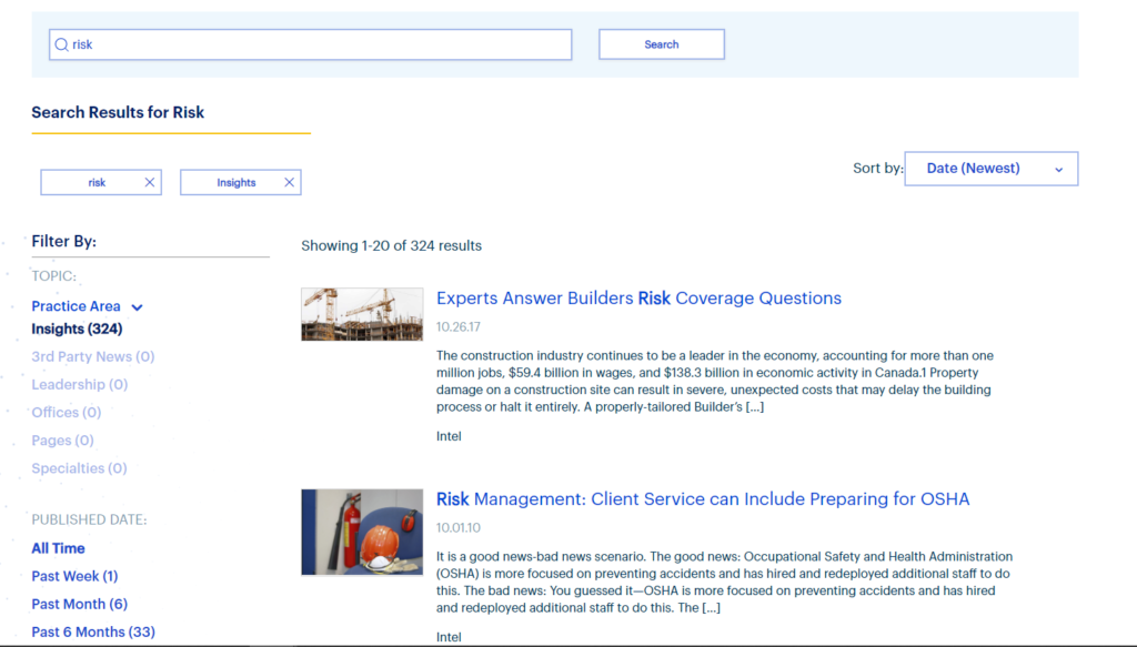 typical search result page