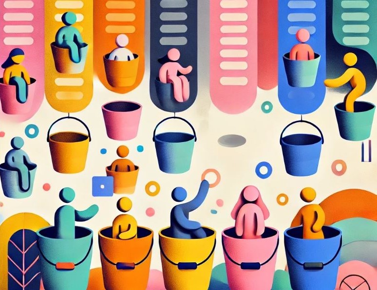 People in different columns representing segmentation