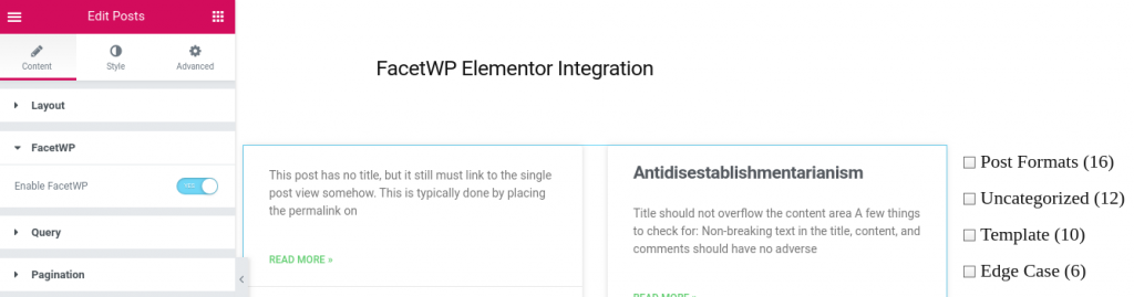 facetwp elementor