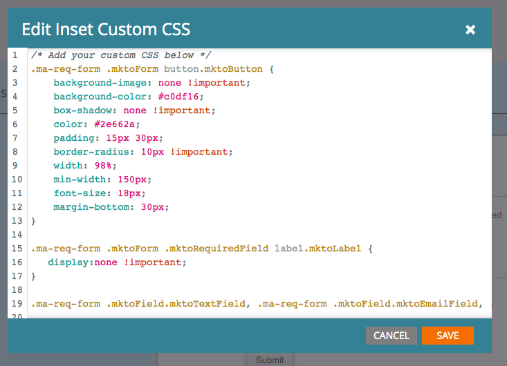 custom CSS snippet