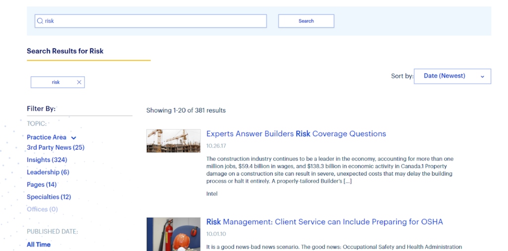 facet search result page