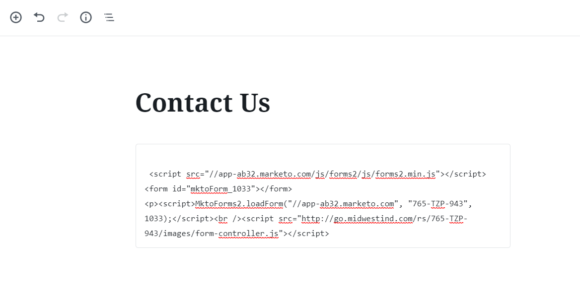 contact us screen