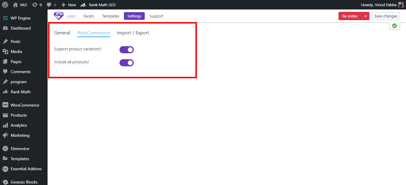 WooCommerce settings