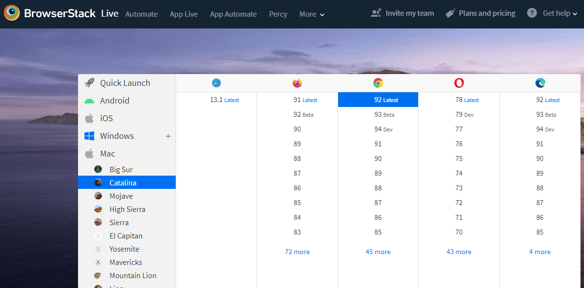 multiple browser options