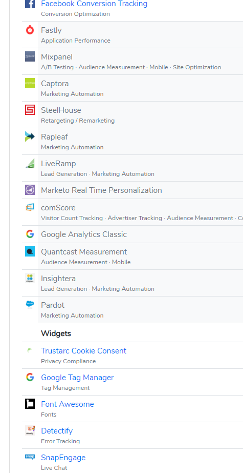 integrations page