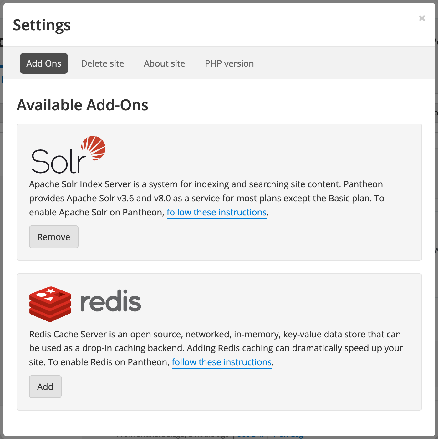 Pantheon Solr Service